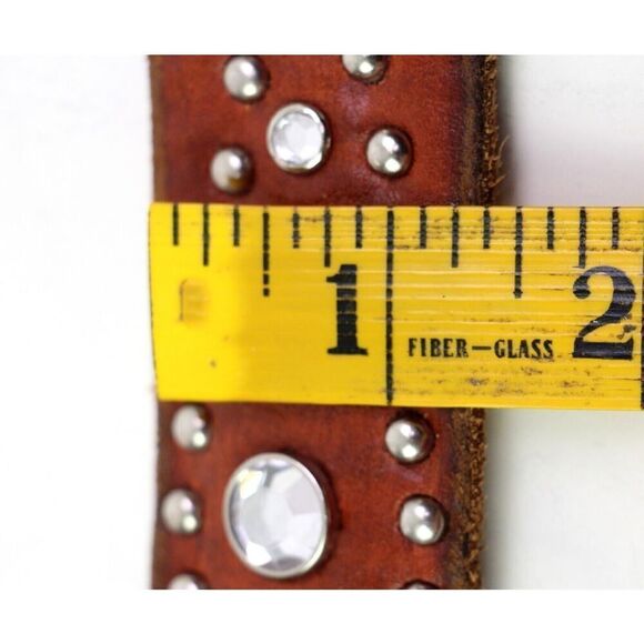 AEO BROWN GENUINE LEATHER 1 1/4"Wd STUDDED CASUAL DRESS WOMEN'S BELT Sz S (93T - Picture 9 of 13